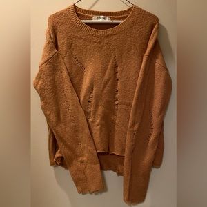 DO+BE Pink/Salmon Distressed Crewneck Sweater